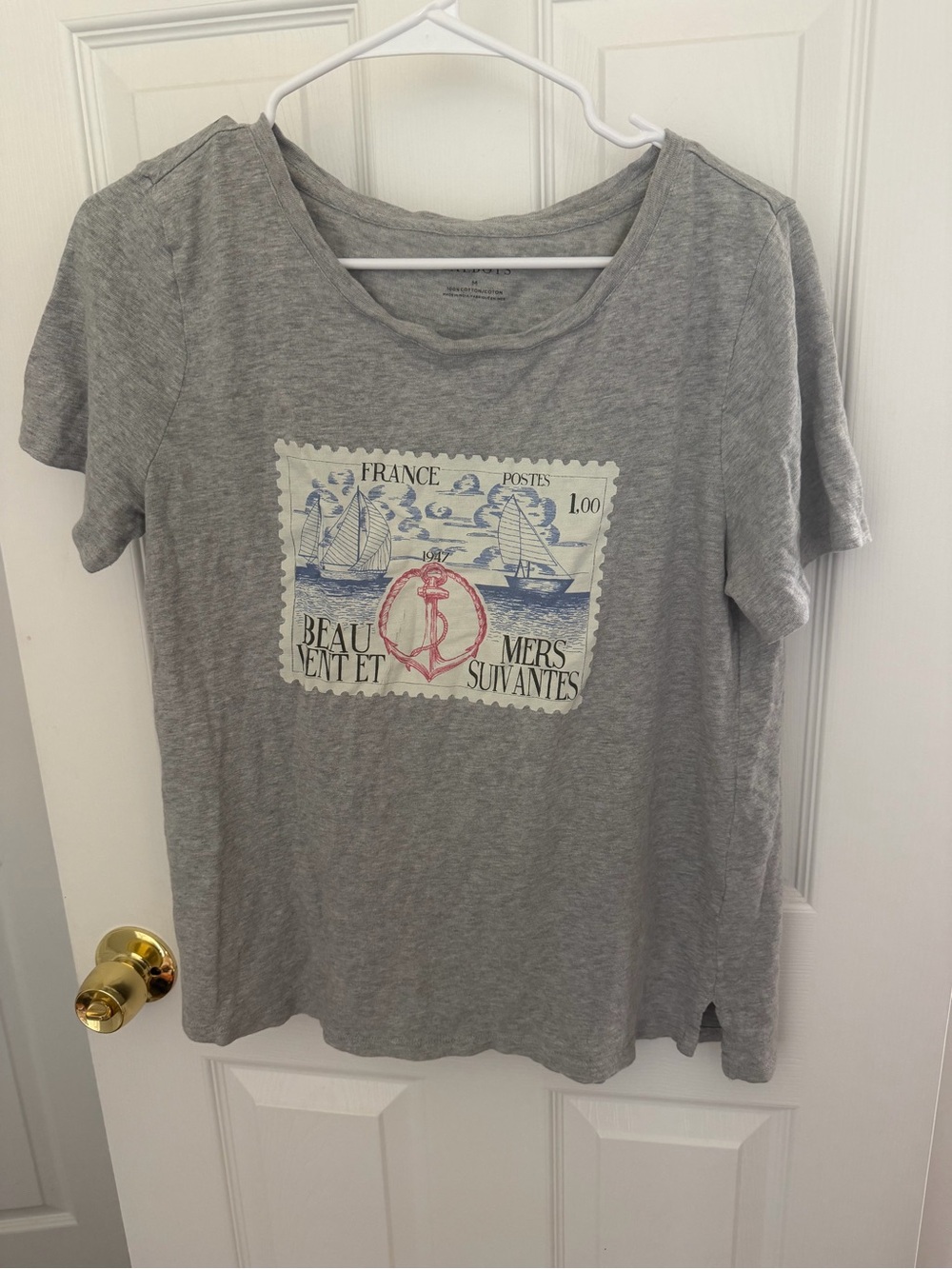Talbots Gray French Nautical T-Shirt Size Medium